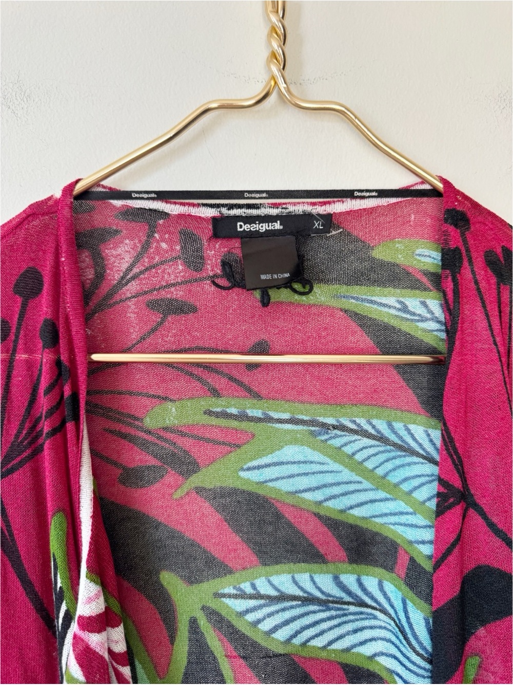 Desigual Tropical Floral Lightweight Draped Cardigan Sweater XL - Picture 9 of 10